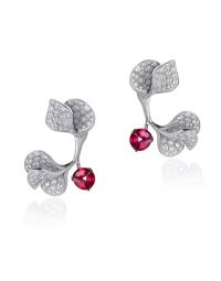 À FLEUR DE PARIS Ruby Double Leaf Earrings